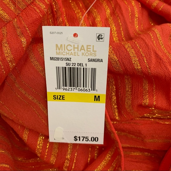 NWT MICHAEL MICHAEL KORS Metallic Crepe Ruffled Wrap Dress - Picture 12 of 13